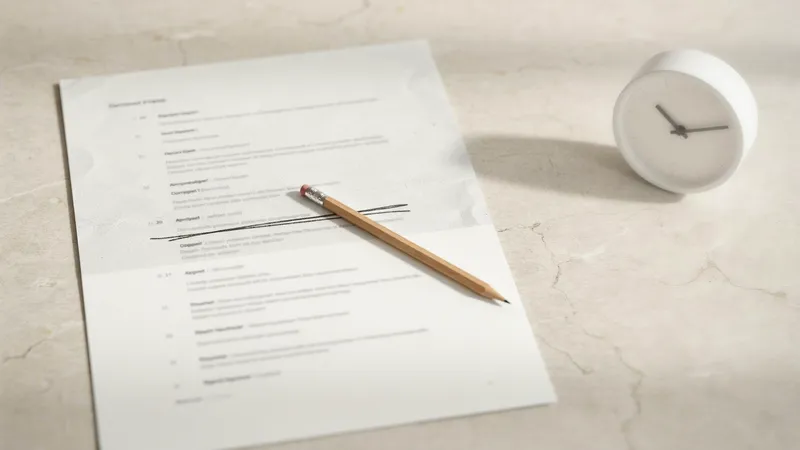 Ausgedruckter, anonymisierter Kommentarverlauf auf hellem Kalkstein, eine Zeile mit Bleistift markiert, daneben eine analoge Uhr.