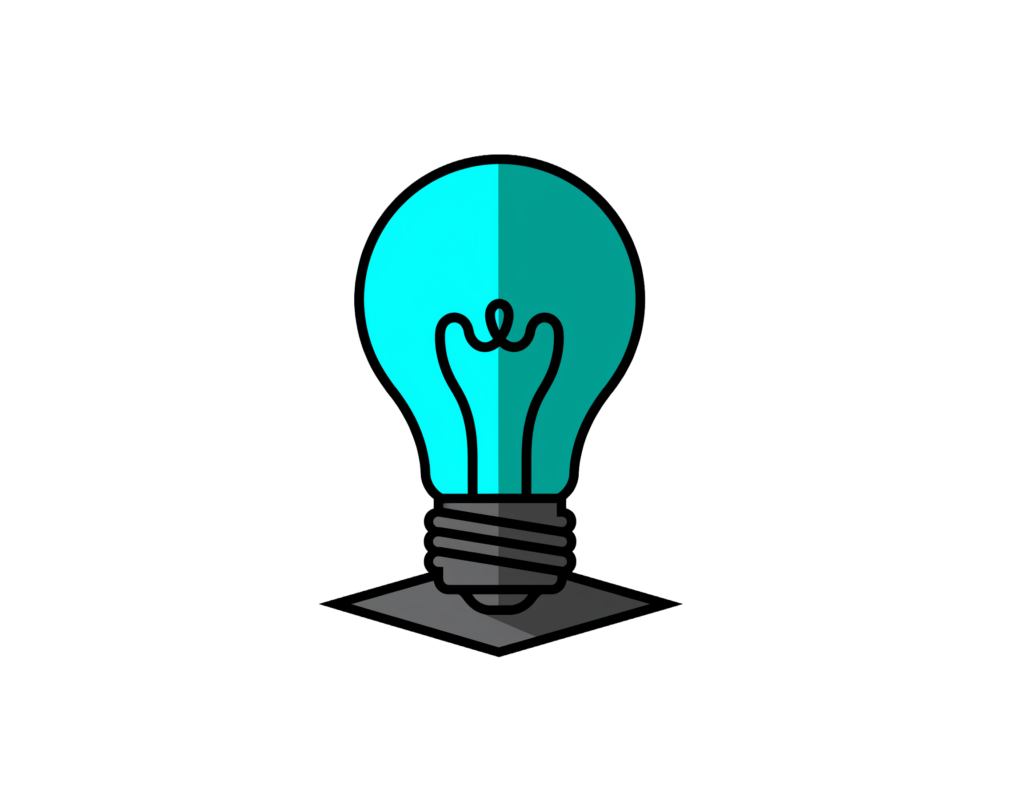Stylized turquoise lightbulb in modern flat design – symbol of creative ideas and innovation