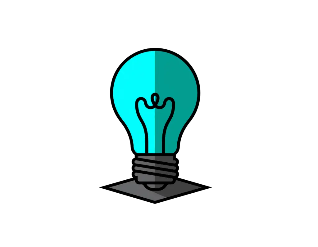 Stilisierte türkisfarbene Glühbirne im modernen Flat-Design – Symbol für kreative Ideen und Innovation