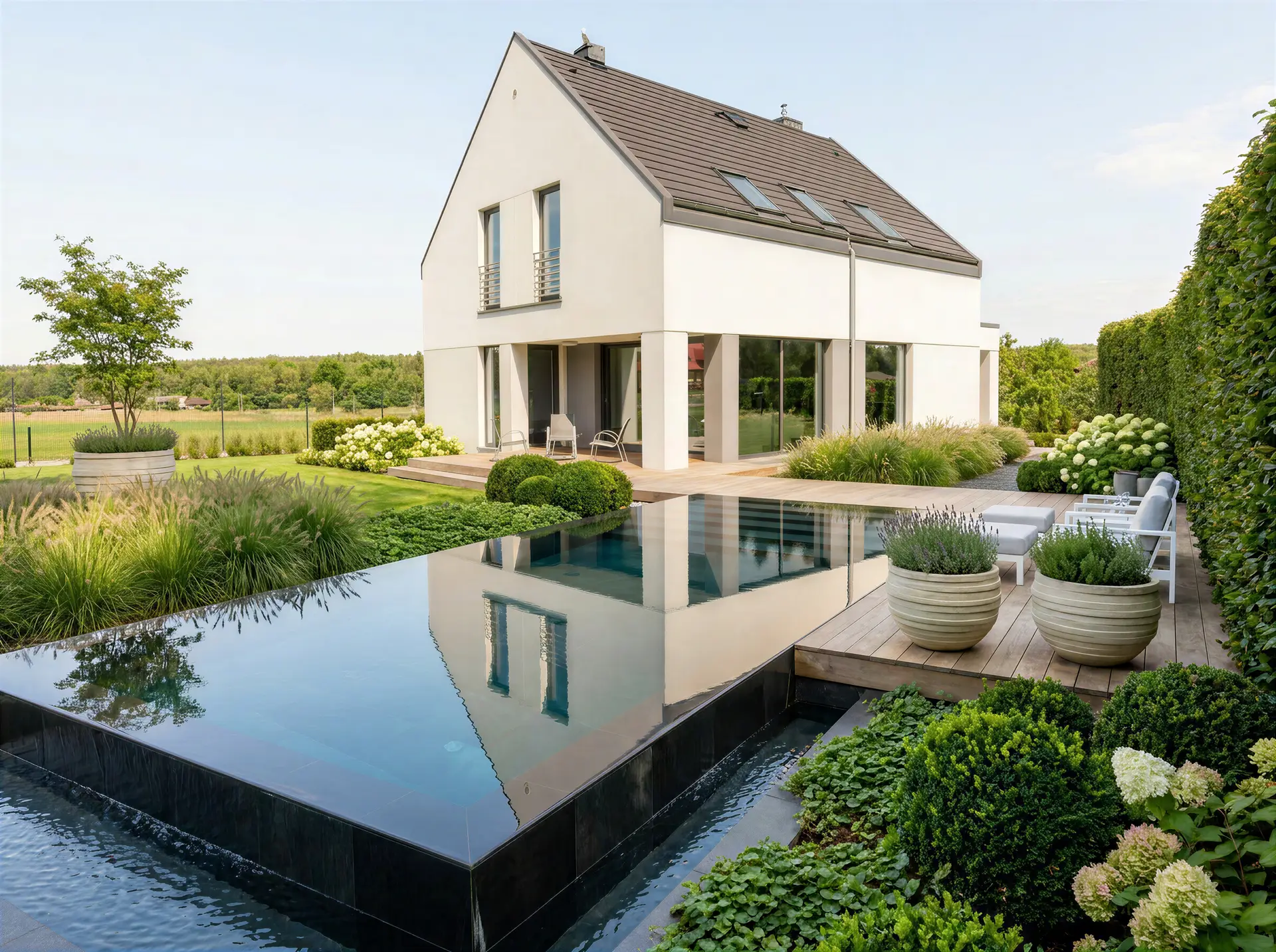 Garden visualization with auraVision, finished facility with pool